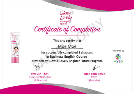 Glow & Lovely - Certificate